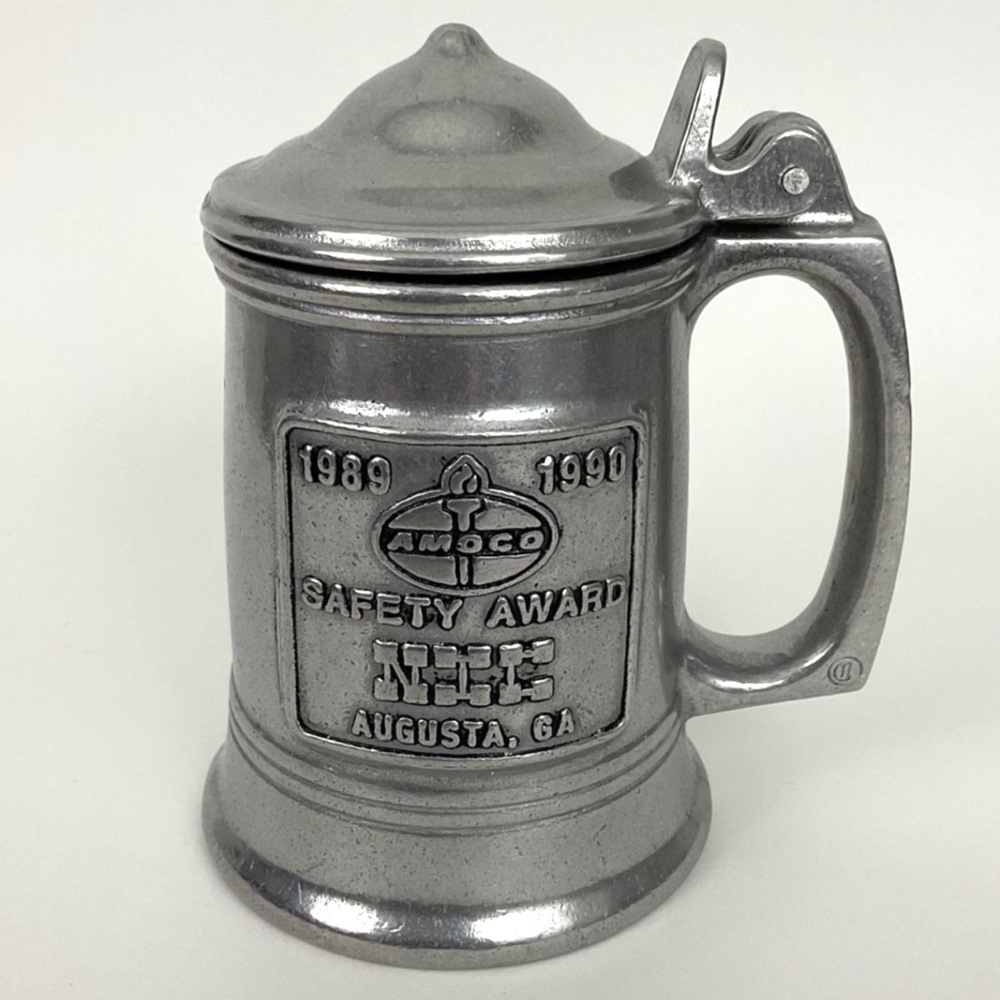 Vintage Carson pewter lidded tankard Amoco award NIC 1989-1990